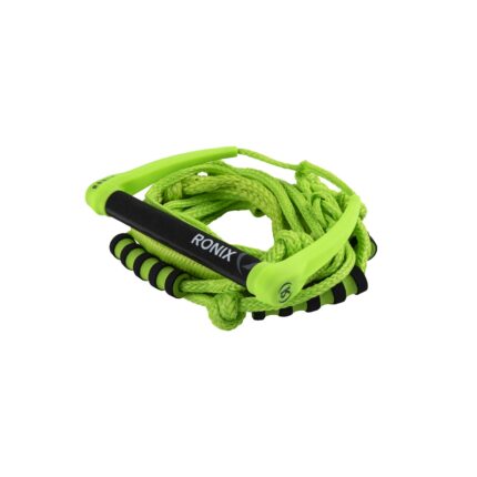 2022 ronix ropes   handles silicone surf rope with handle green 3 4 angle